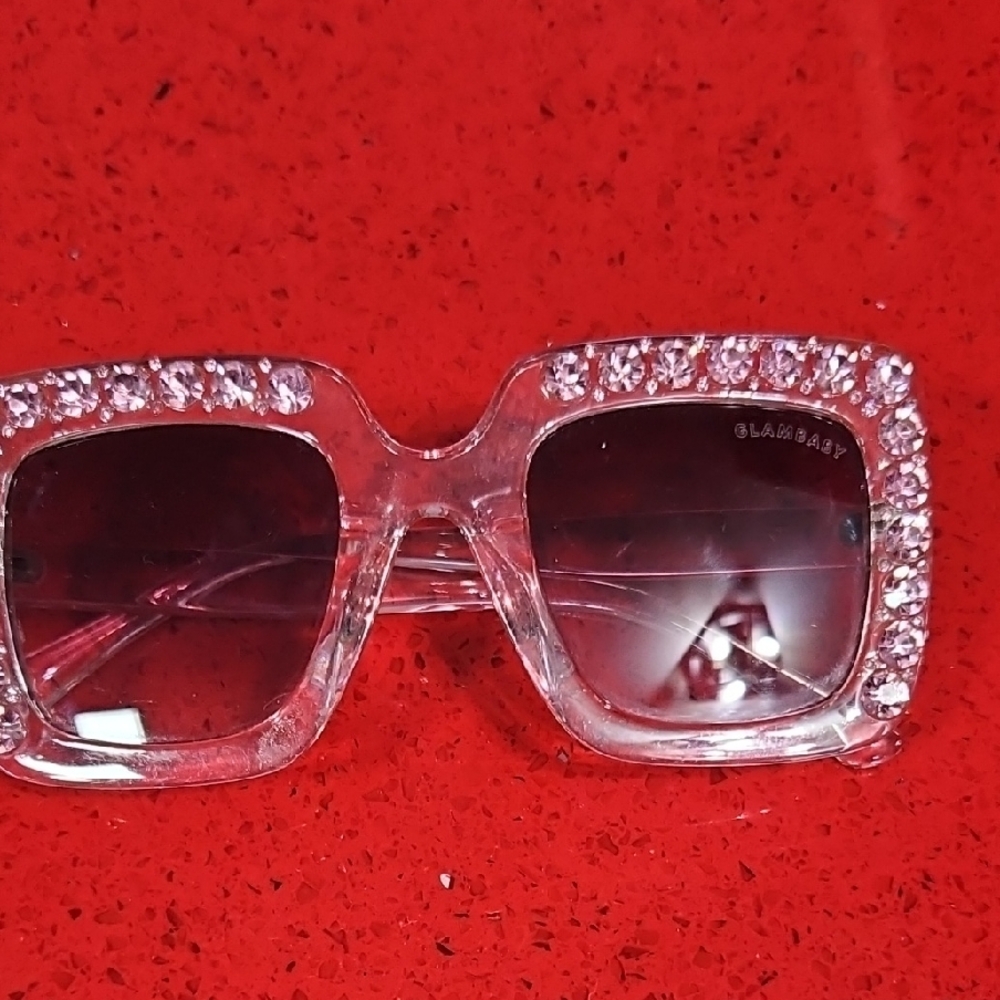 glam Crystal-Embellished Sunglasses - Clear
